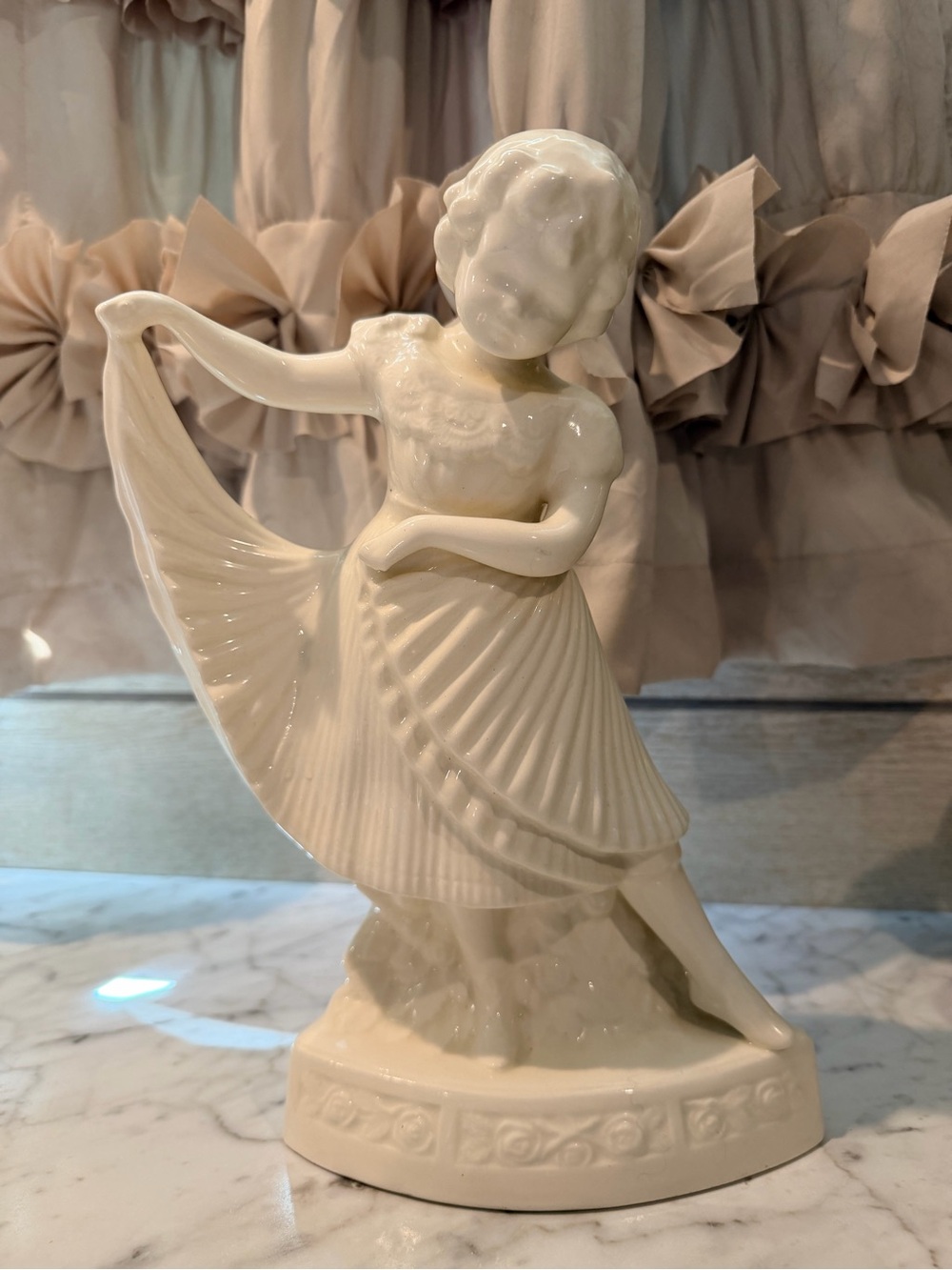 Porcelain Dancing Girl Figurine - Cream Glaze